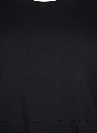 Einfarbiges Baumwollkleid mit kurzen Ärmeln, Black Solid, Packshot image number 2