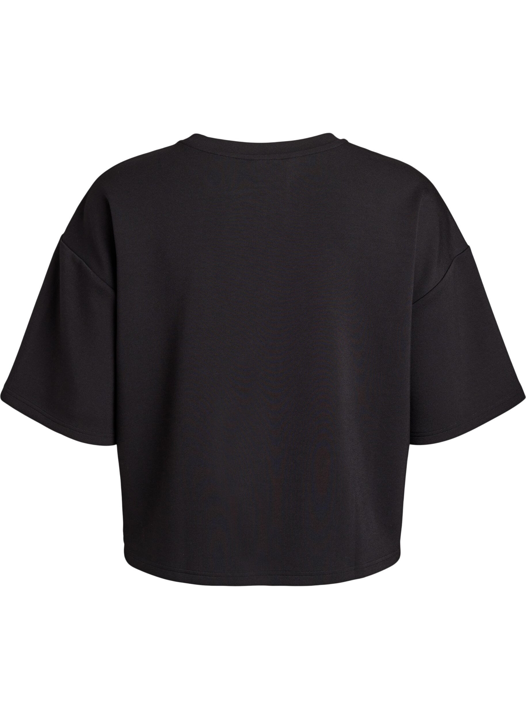 Zizzi Kurzes Loose-Fit T-Shirt aus Modal-Mix, Schwarz, Packshot image number 1