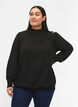 FLASH – Langärmelige gesmockteBluse mit Glitzer-Details	, Black w. Silver, Model image number 0
