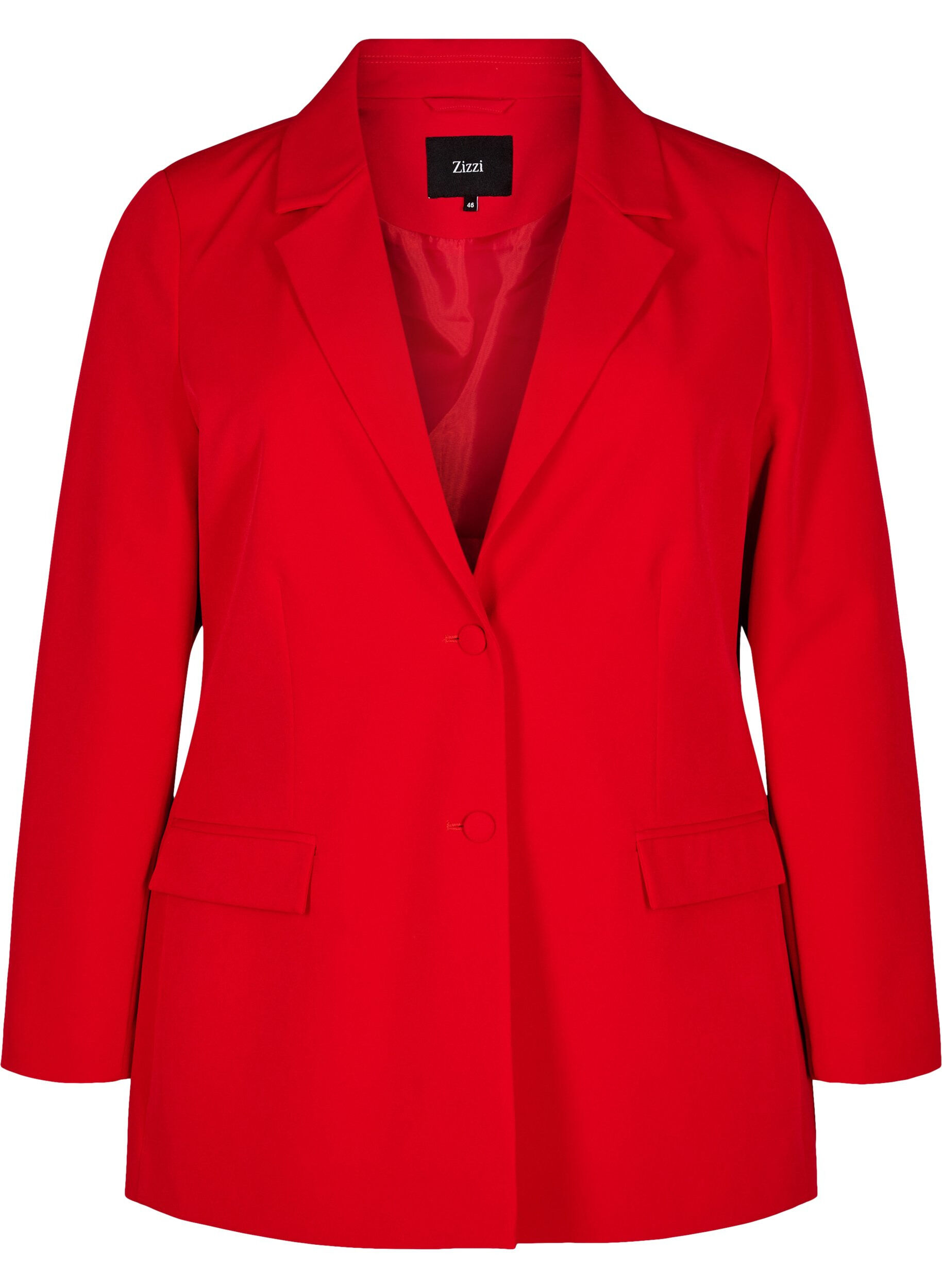 Zizzi Klassischer Blazer mit Knopfverschluss, Rot, Packshot image number 0