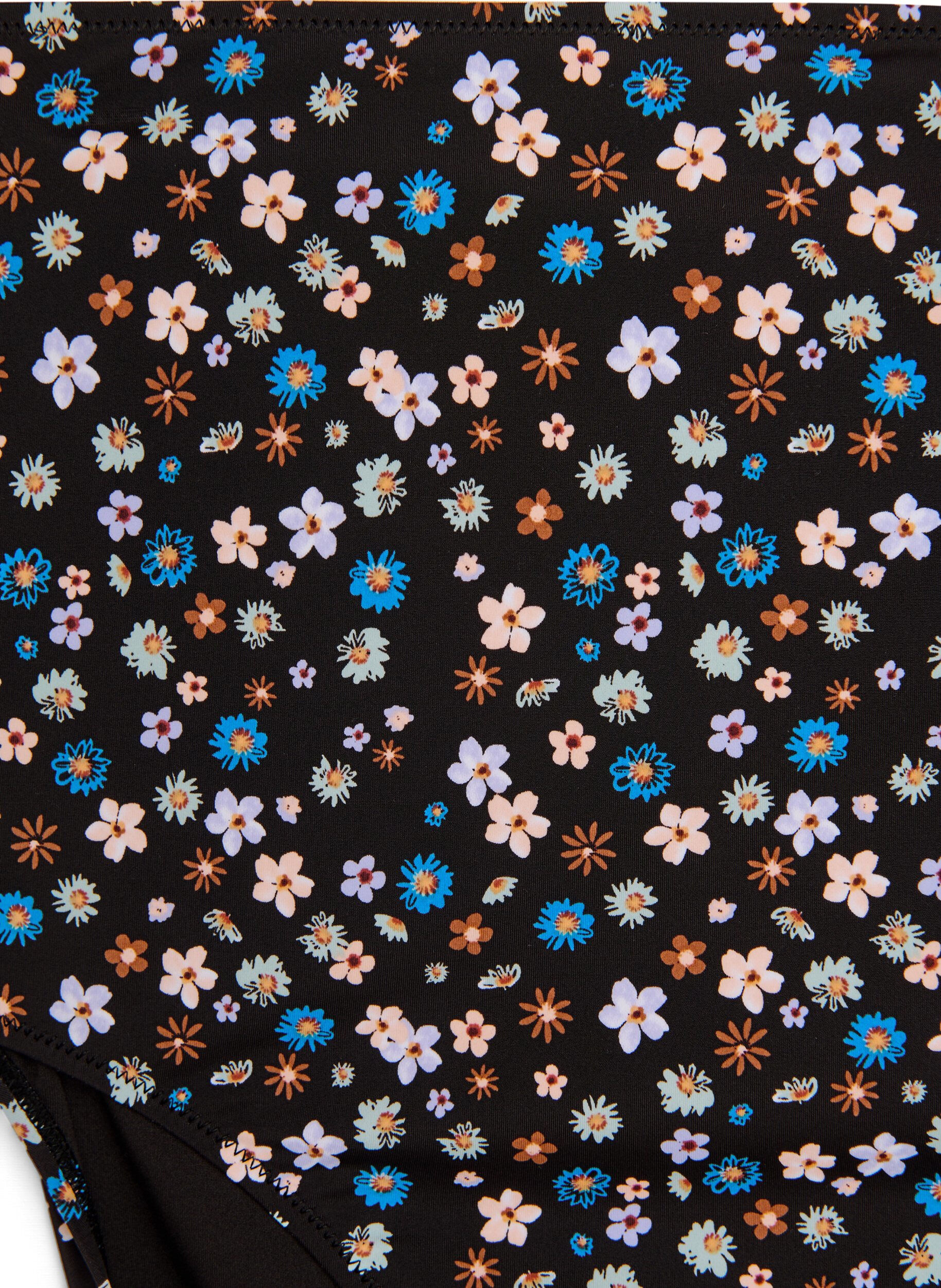 Zizzi Extra hoch taillierter Bikini-Slip mit Blumenmuster, Braun, Packshot image number 2