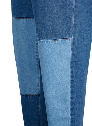 Mille Mom-Fit-Jeans im Color-Blocking-Design mit hoher Taille, Light Blue Denim, Packshot image number 3
