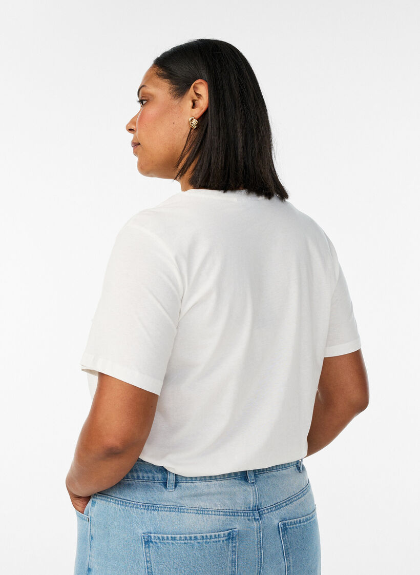 T-Shirt aus Baumwolle mit Print, Wei&szlig;, Model image number 2