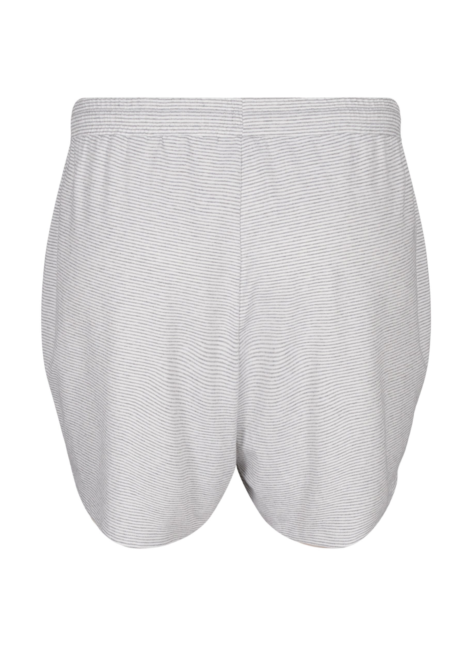 Zizzi Hoch taillierte Pyjama-Shorts mit Streifenmuster, LGM Stripe, Packshot image number 1