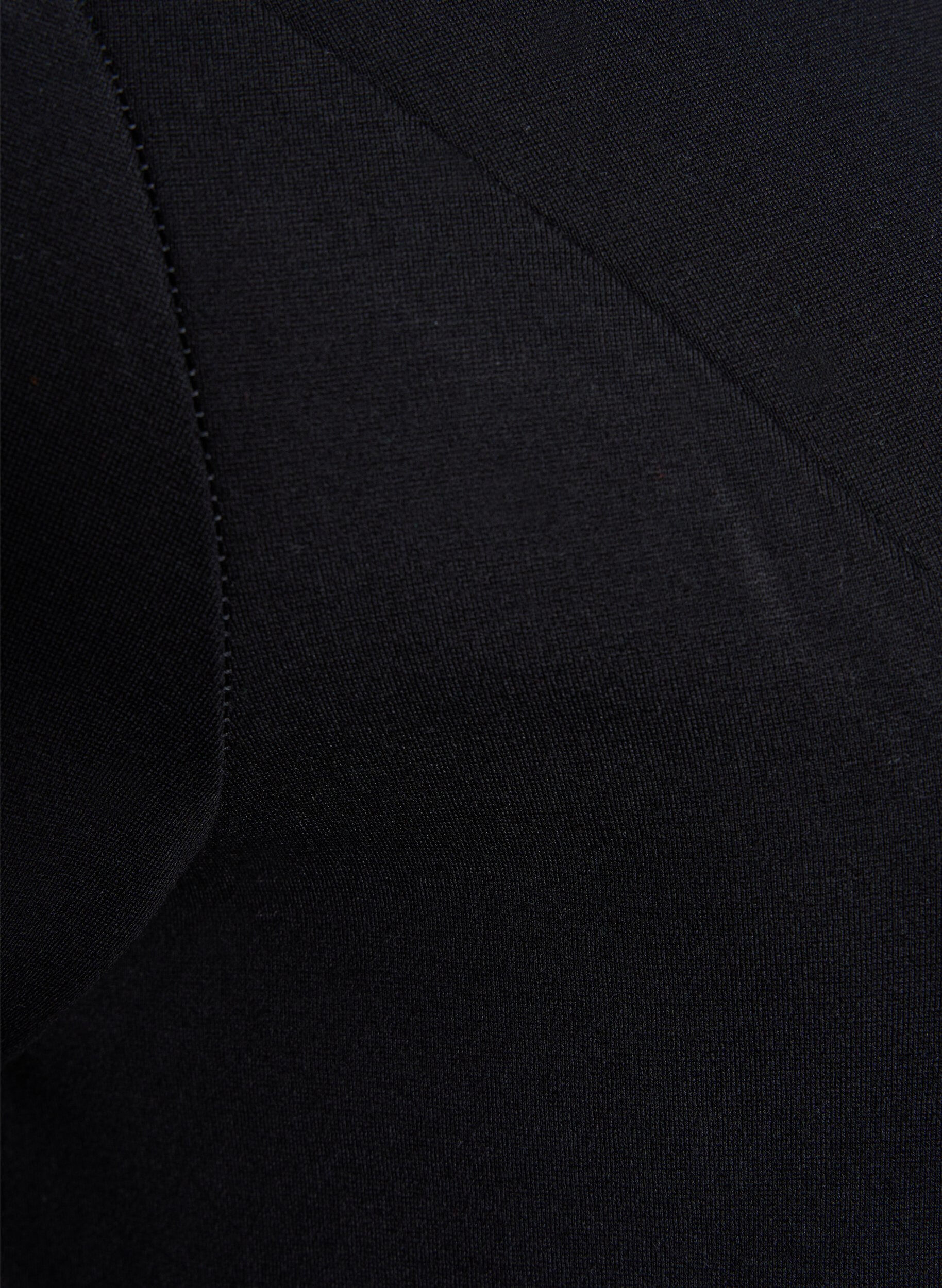 Zizzi Unifarbenes Kleid mit 3/4 &Auml;rmeln und Schlitz, Black, Packshot image number 3