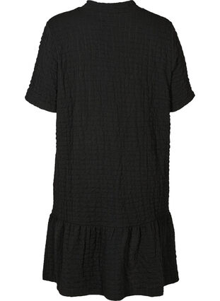 Kurzarm Kleid mit Struktur und A-Linie, Black, Packshot image number 1
