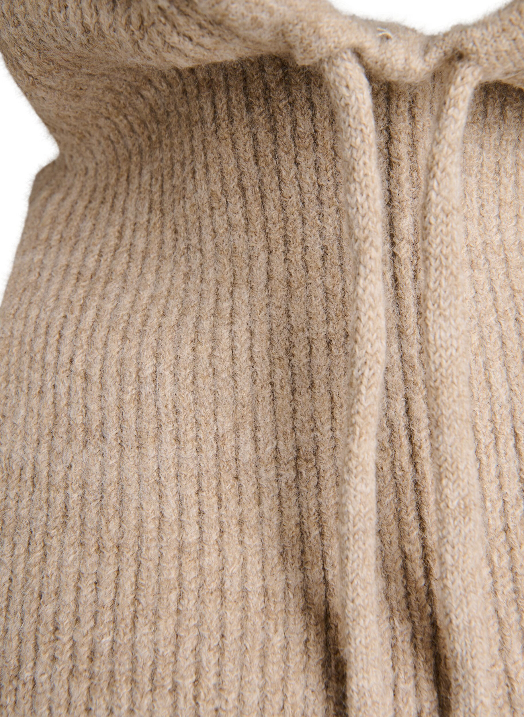Zizzi Gestrickte Balaclava mit Kordelzug, Beige, Packshot image number 2