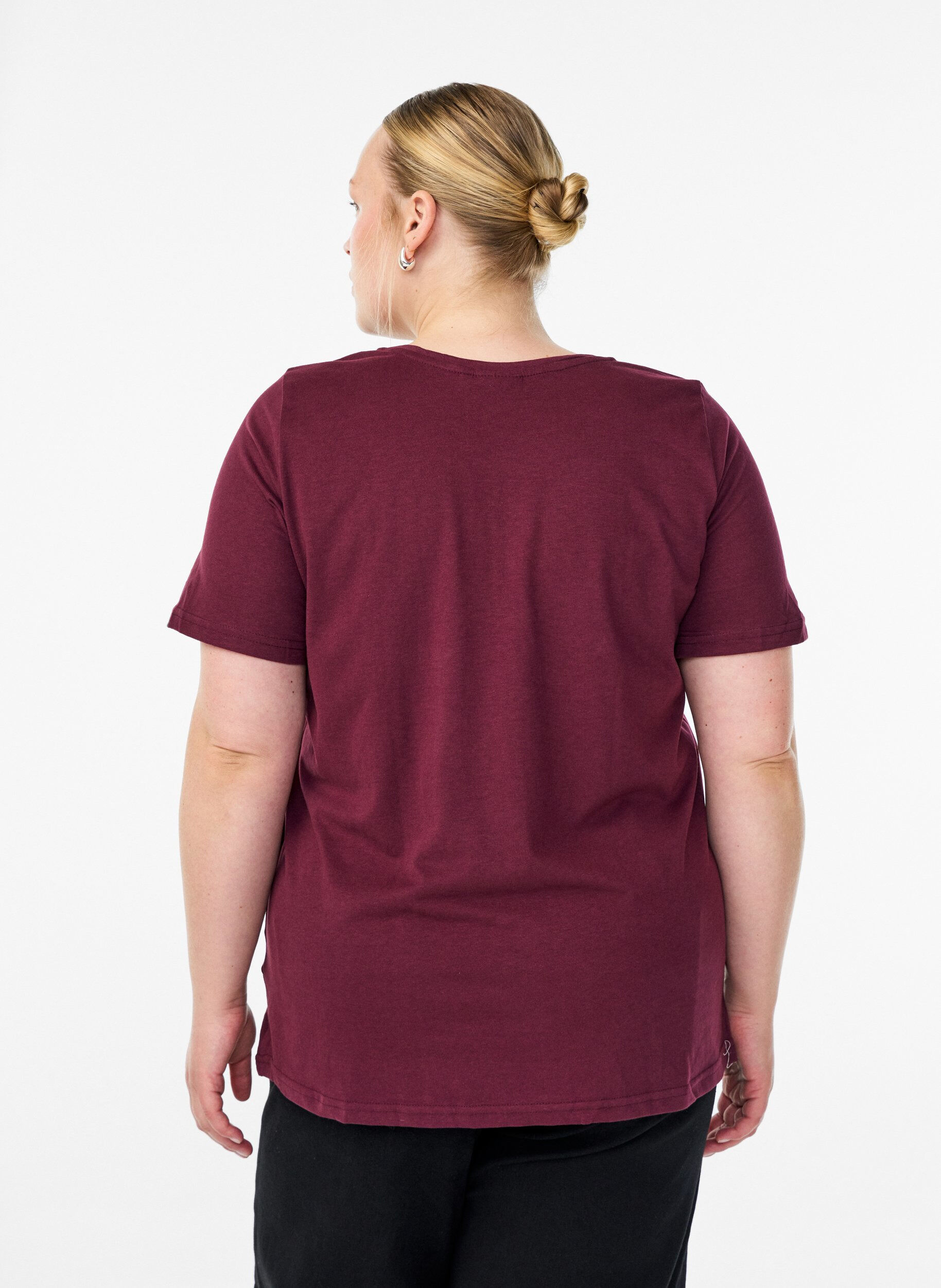 Zizzi FLASH - T-Shirt mit Print, Dunkles Bordeaux, Model image number 2