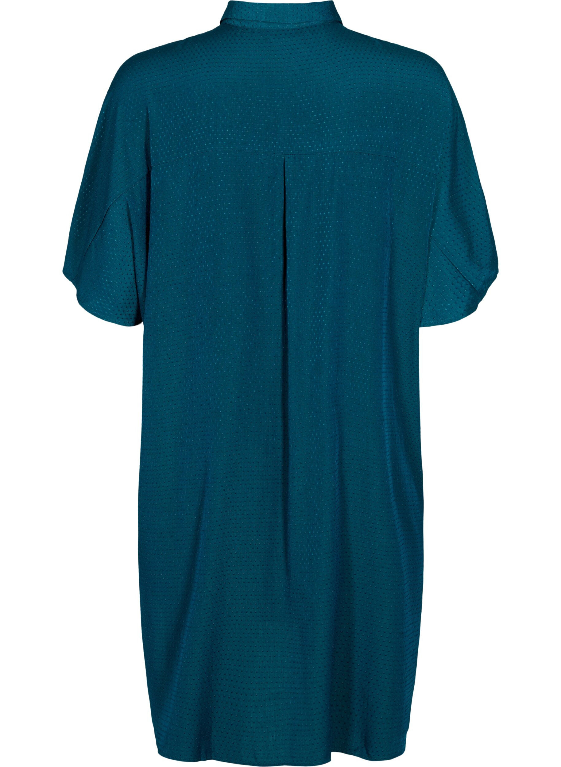 Zizzi Kurz&auml;rmeliges Hemdblusenkleid mit gepunktetem Muster, Deep Teal, Packshot image number 1