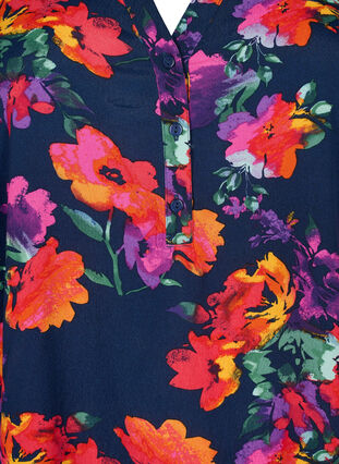 Bluse aus Viskose mit 3/4 Ärmeln, D. Blue Flower AOP, Packshot image number 2