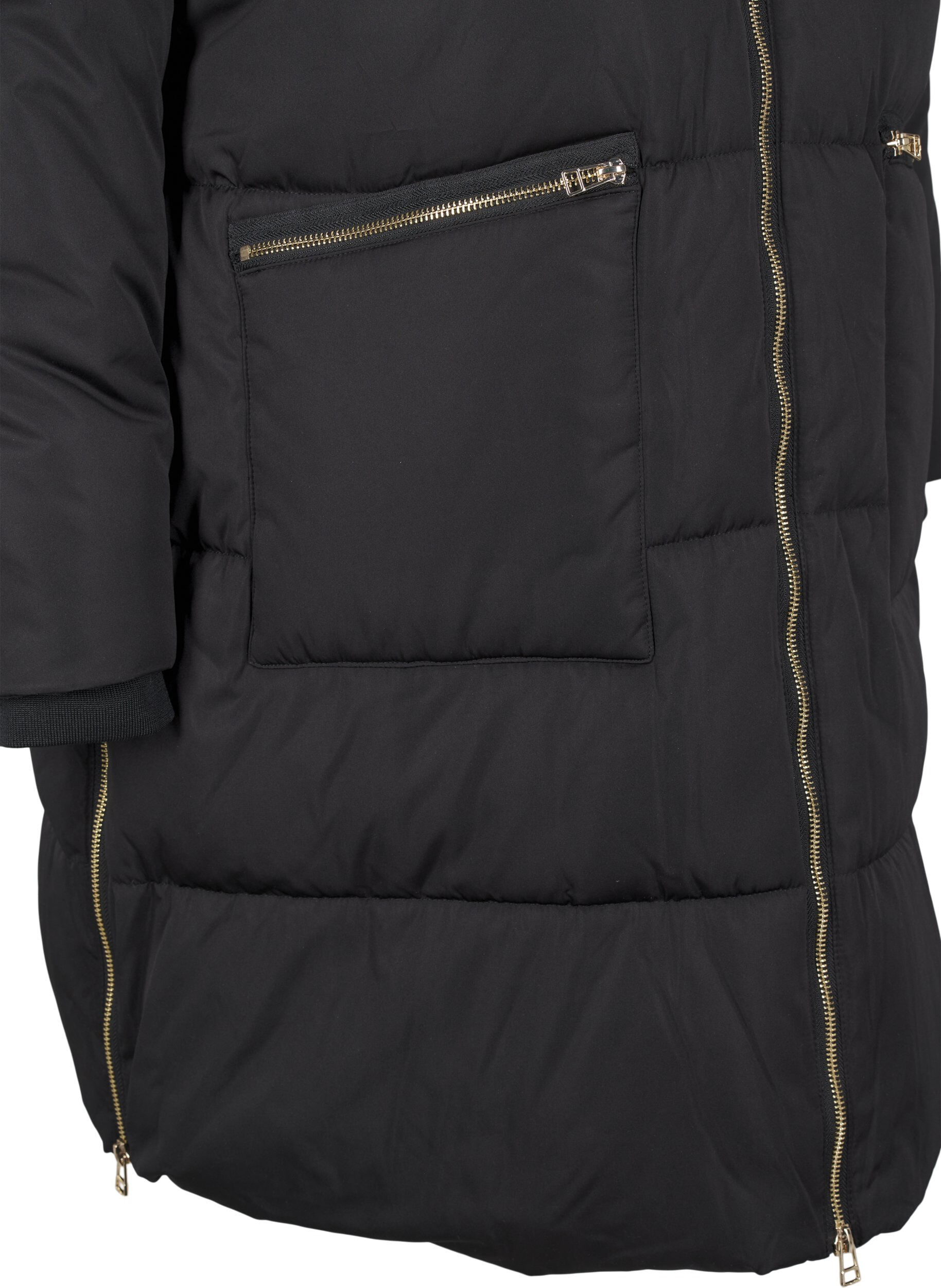 Zizzi Pufferjacke mit Kapuze, Schwarz, Packshot image number 2