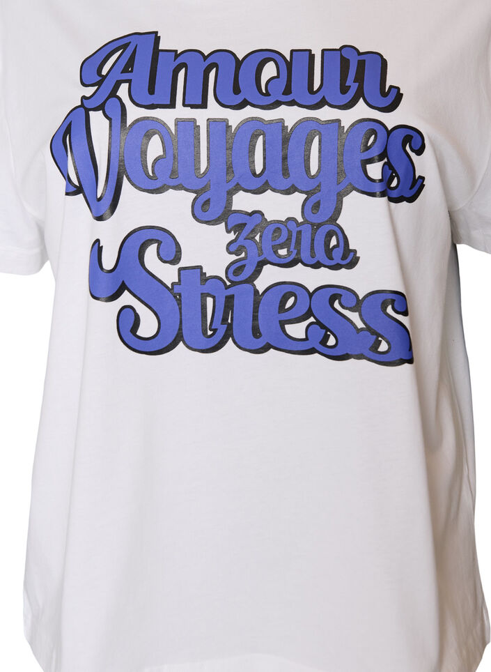 T-Shirt aus 100% Baumwolle mit kurzen &Auml;rmeln und Print, Wei&szlig;, Packshot image number 2