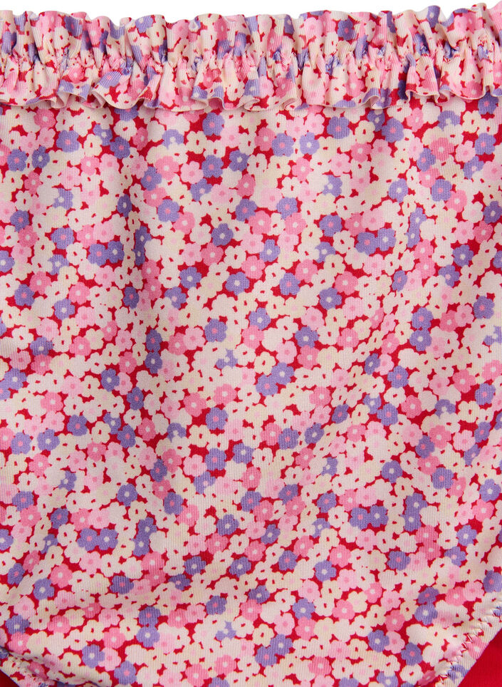 Geblümte Tai-Bikinislip mit gerafftem Saum, Rot, Packshot image number 2