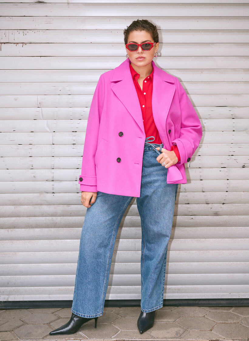 Kurzmantel in Wolloptik mit Taschen, Purple Orchid, Image image number 0