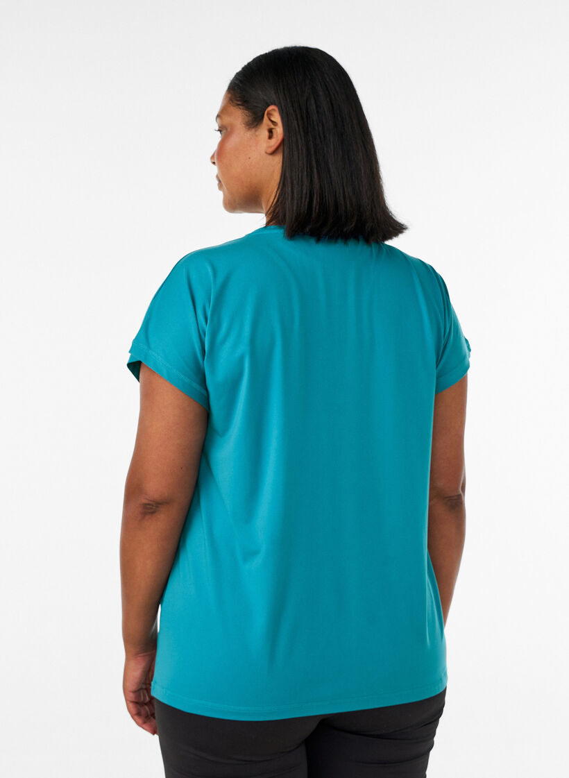 Einfarbiges Trainings-T-Shirt, Petrol, Model image number 2