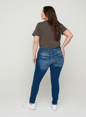 Extra Slim Fit Sanna Jeans mit regulärer Taille, Dark blue denim, Model image number 1