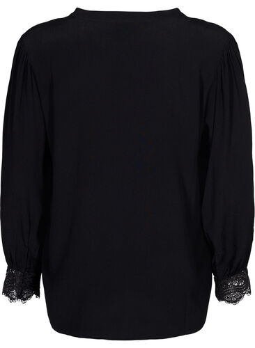 Viskose-Shirt mit V-Ausschnitt, Black, Packshot image number 1