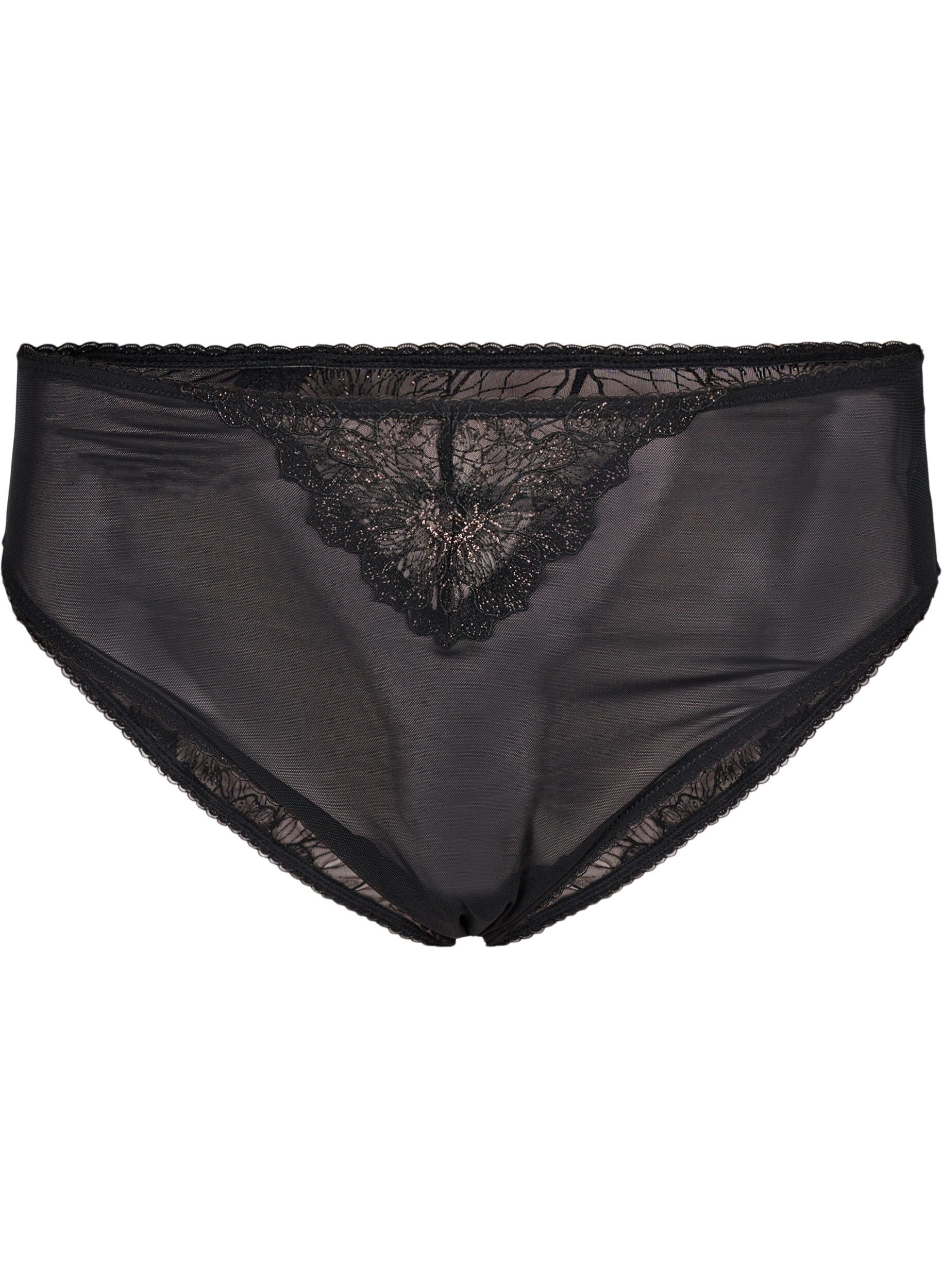 Zizzi Tai-Slip aus Mesh mit Spitzendetails, Schwarz, Packshot image number 0