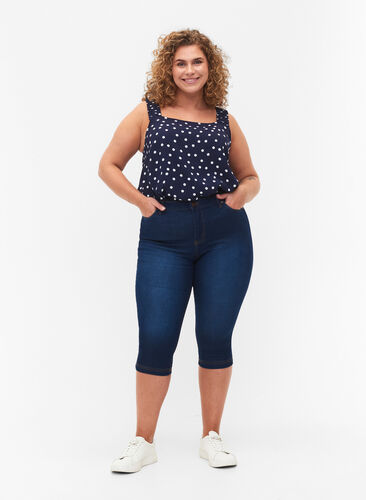 Hoch taillierte Amy Capri Jeans mit Super Slim Fit, Blue denim, Model image number 0