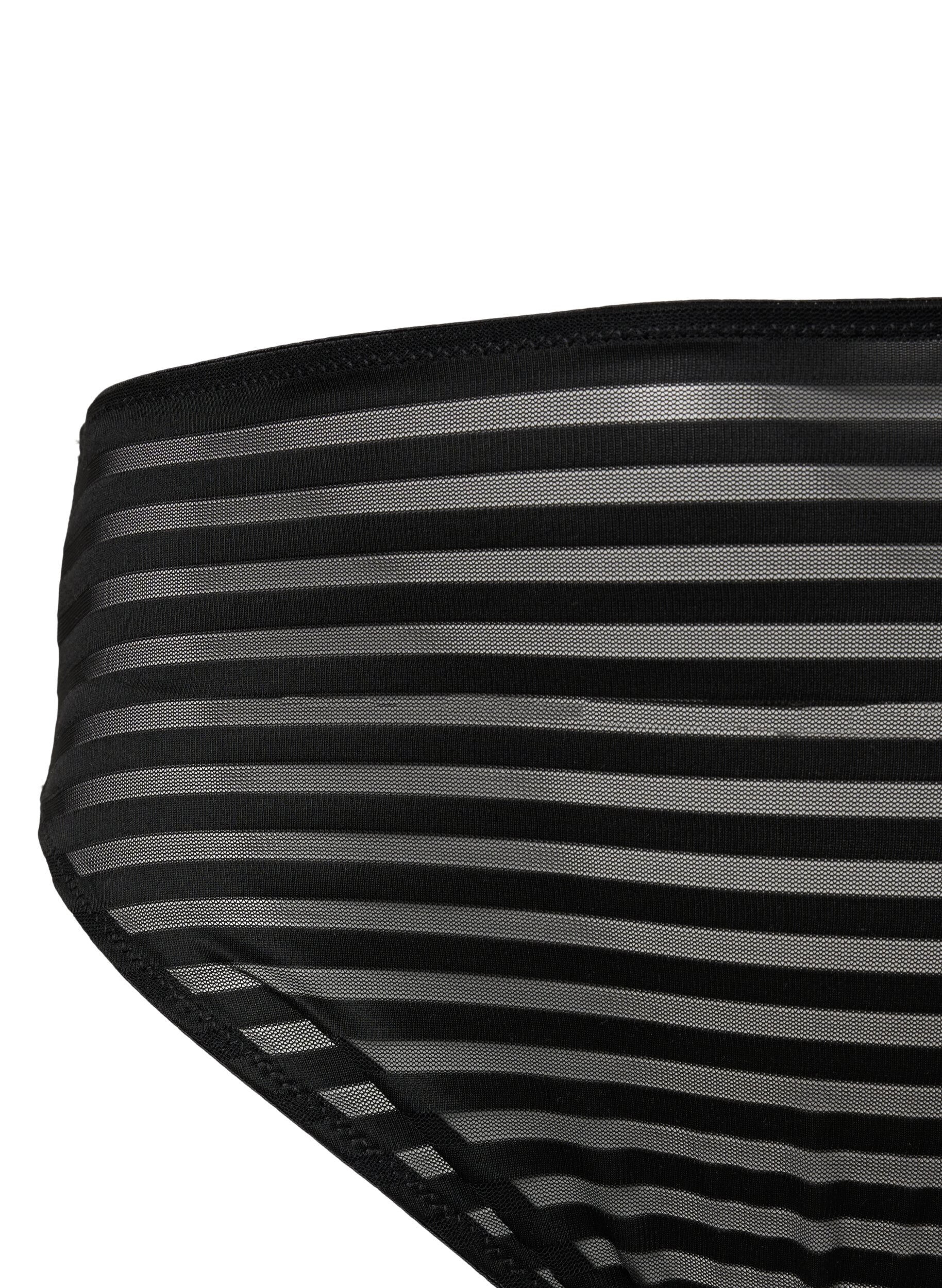 Zizzi Gestreifte Tai-Panty mit normaler Taille, Black, Packshot image number 2