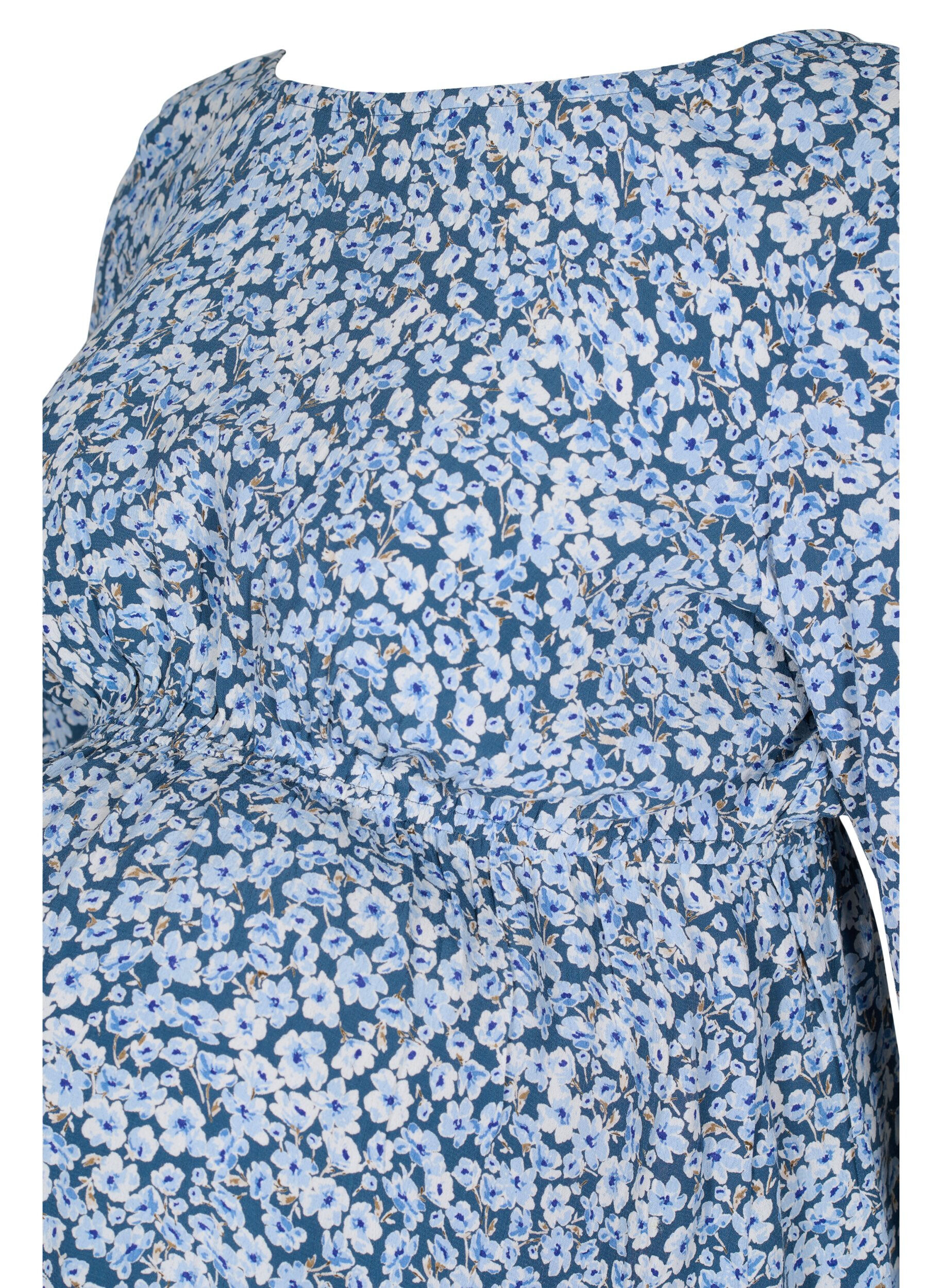 Zizzi Schwangerschaftsbluse aus Viskose mit Blumenprint, Blue Flower AOP, Packshot image number 2
