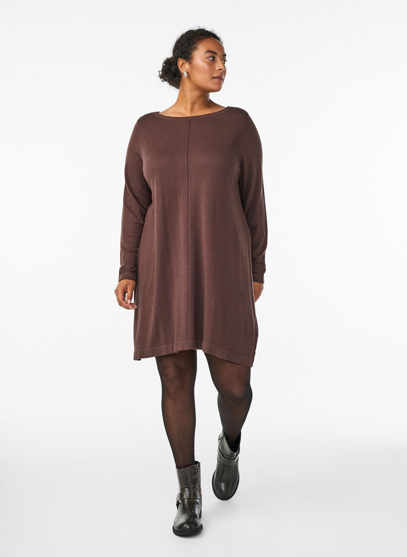 Strickkleid aus Baumwoll-Viskose-Mischung, Braun, Model image number 1