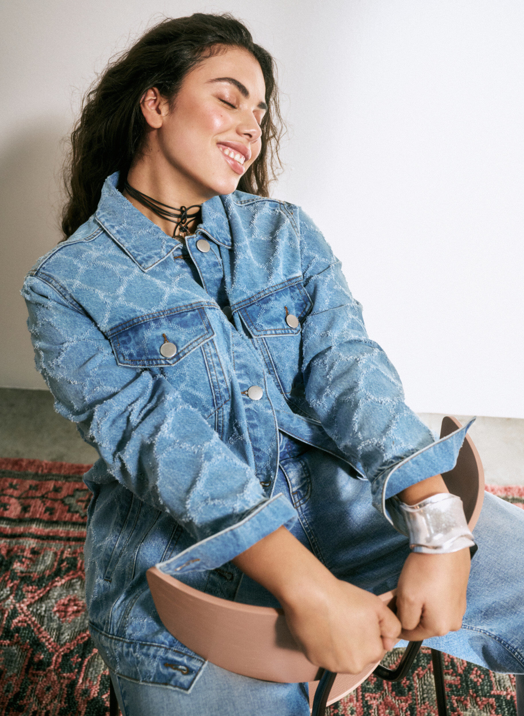 Zizzi Denim-Jacke mit Destroyed-Muster, Blue denim, Image image number 0