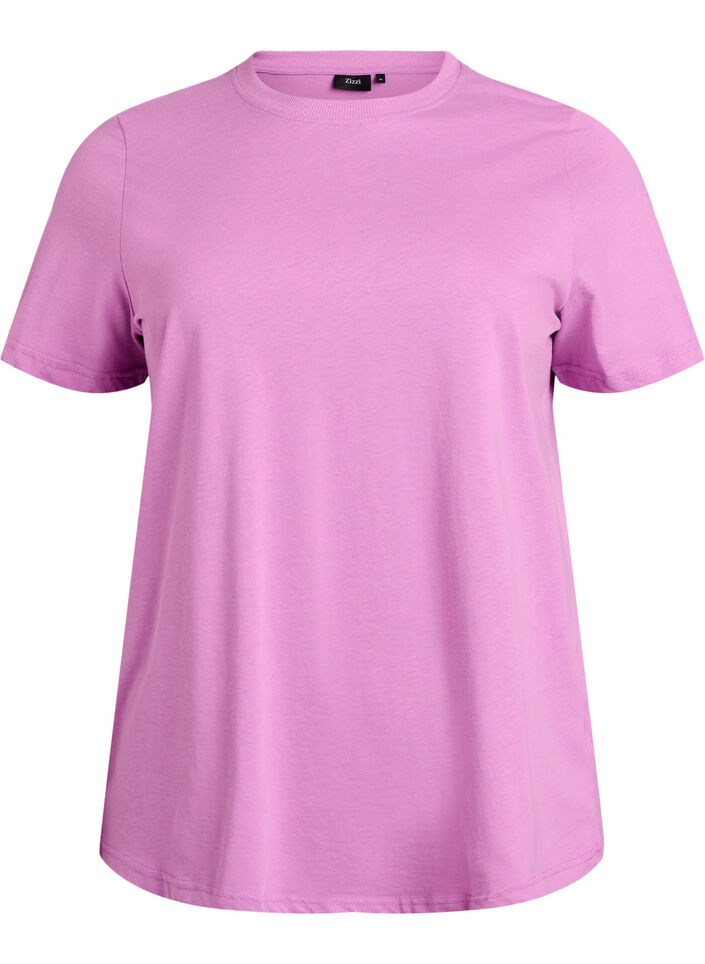 Basic-T-Shirt aus Baumwolle mit Rundhalsausschnitt, Lila, Packshot image number 0