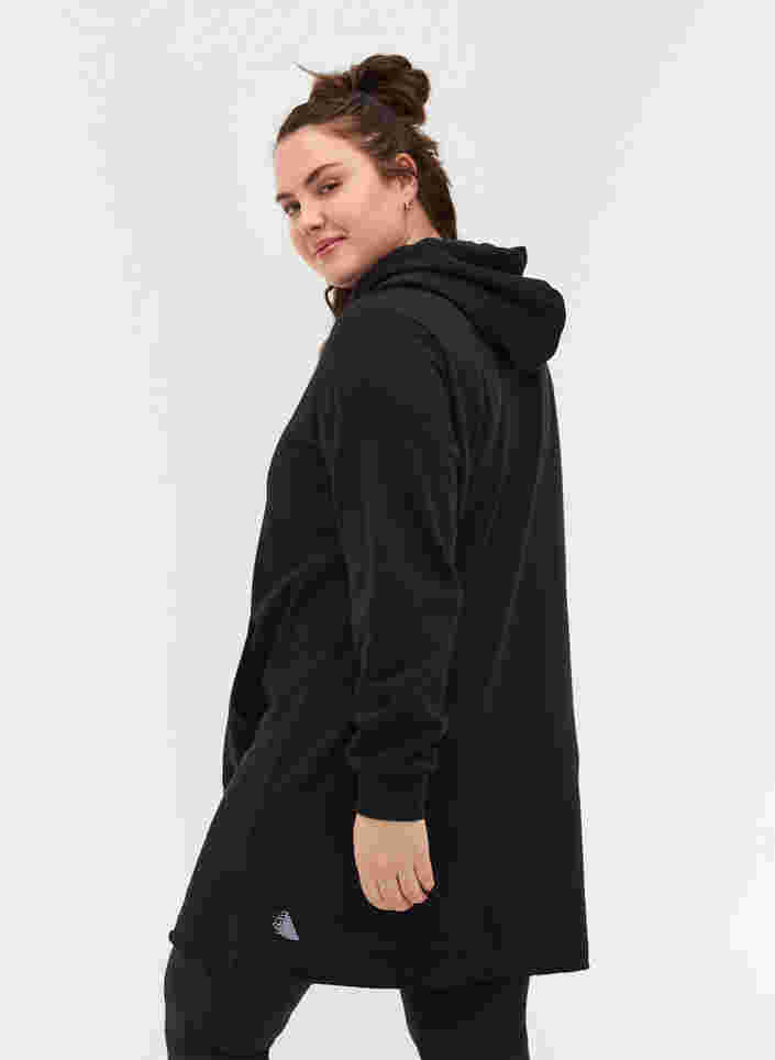 Sweatkleid mit Kapuze und Tasche, Black, Model image number 1