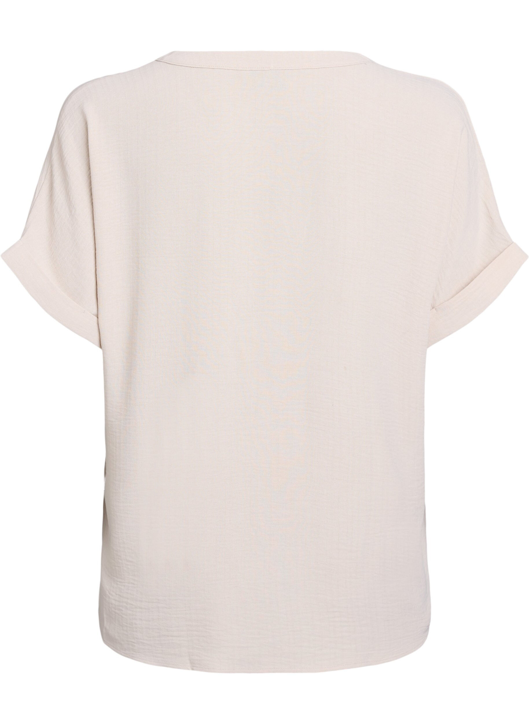 Zizzi Lockere Bluse mit kurzen &Auml;rmeln, Beige, Packshot image number 1