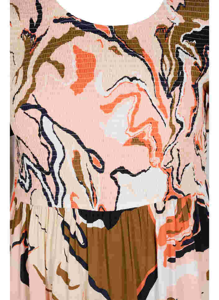 Viskosekleid mit Print und Smock, Abstract AOP, Packshot image number 2