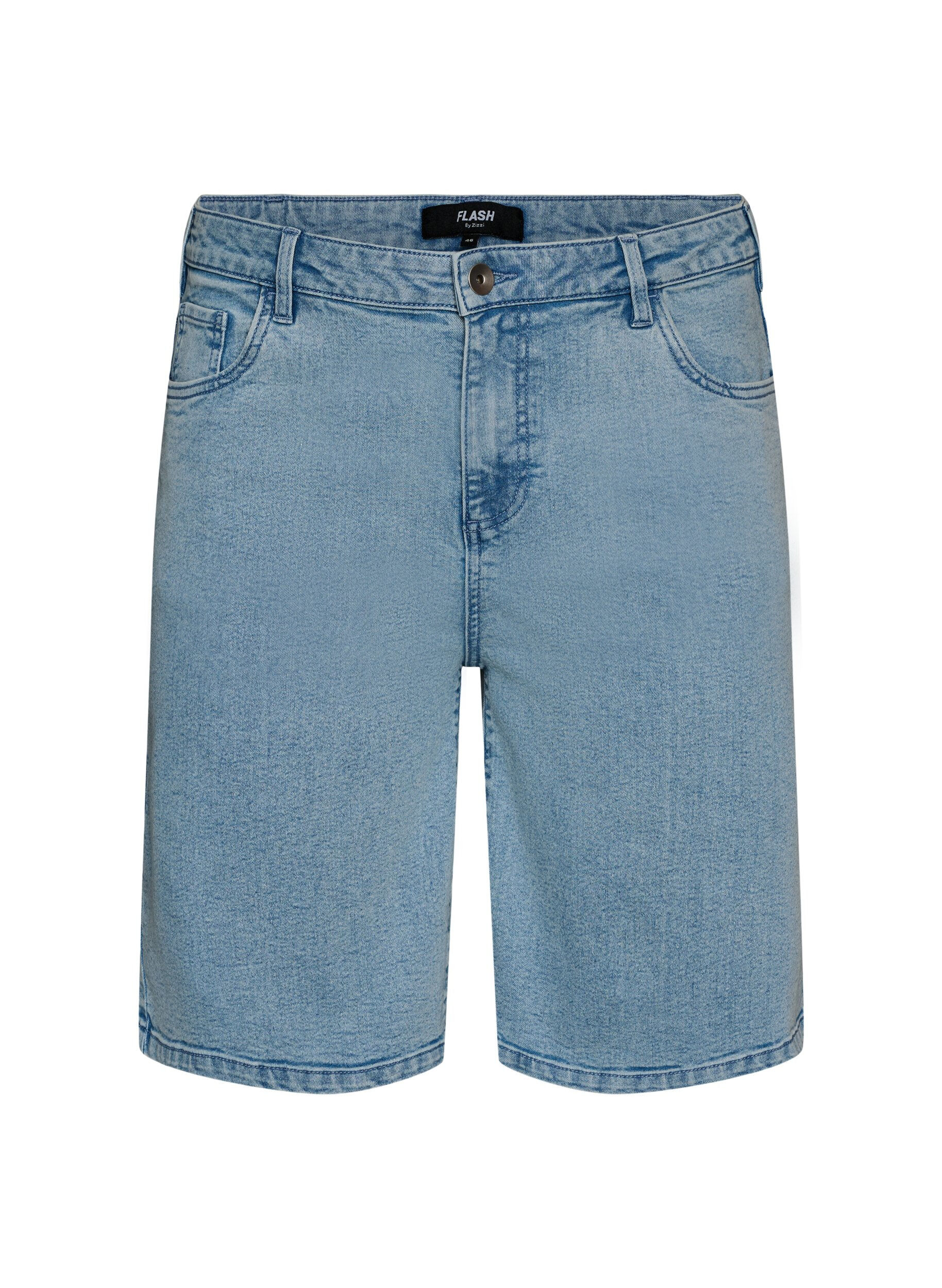 Zizzi Locker sitzende Jeansshorts mit hoher Taille, Blau, Packshot image number 0
