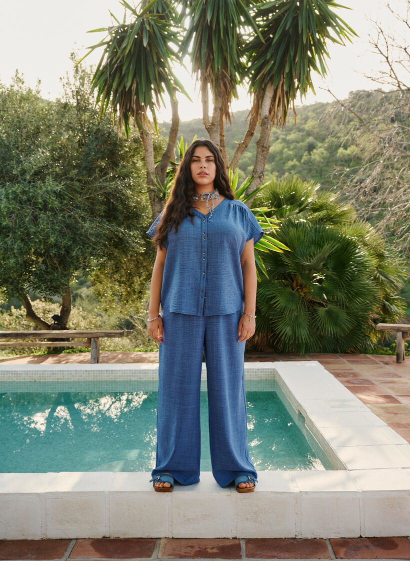 Lockere Hose mit elastischem Bund und Taschen, Blau, Image image number 0