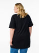 Einfarbiges Oversize T-Shirt mit V-Ausschnitt, Schwarz, Model image number 2