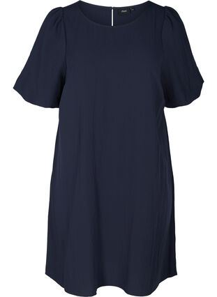 Kurzarm Kleid aus Viskose mit A-Linie, Night Sky, Packshot image number 0