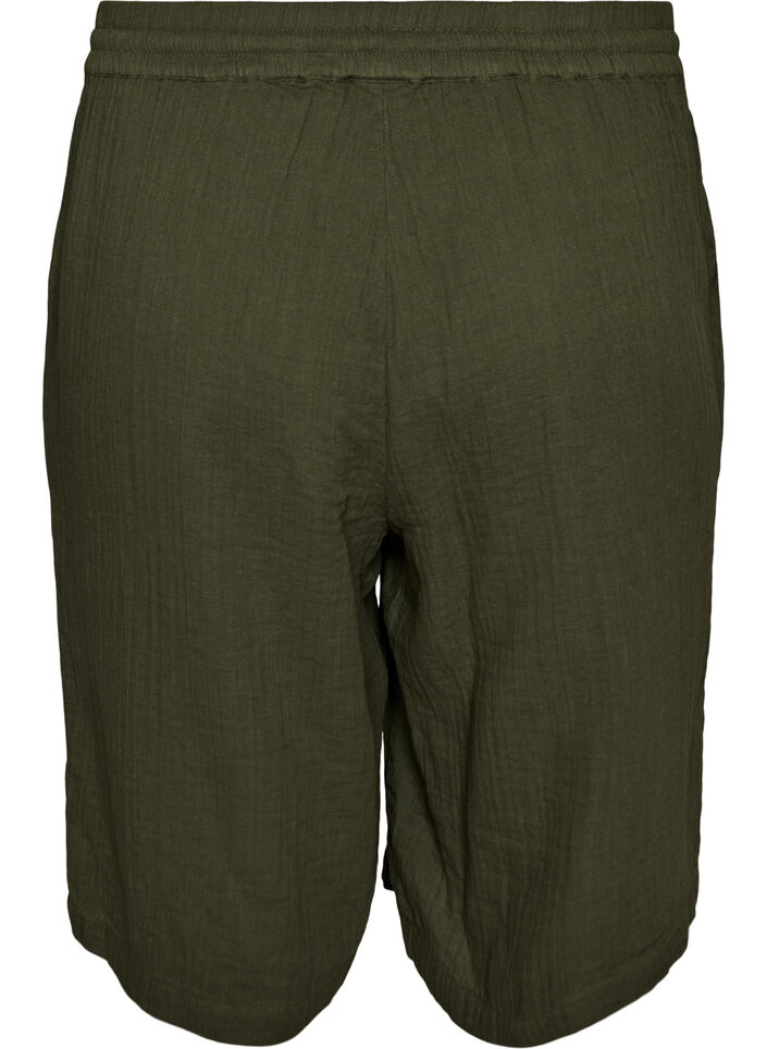 Lockere Shorts aus Baumwollmusselin mit hoher Taille, Gr&uuml;n, Packshot image number 1