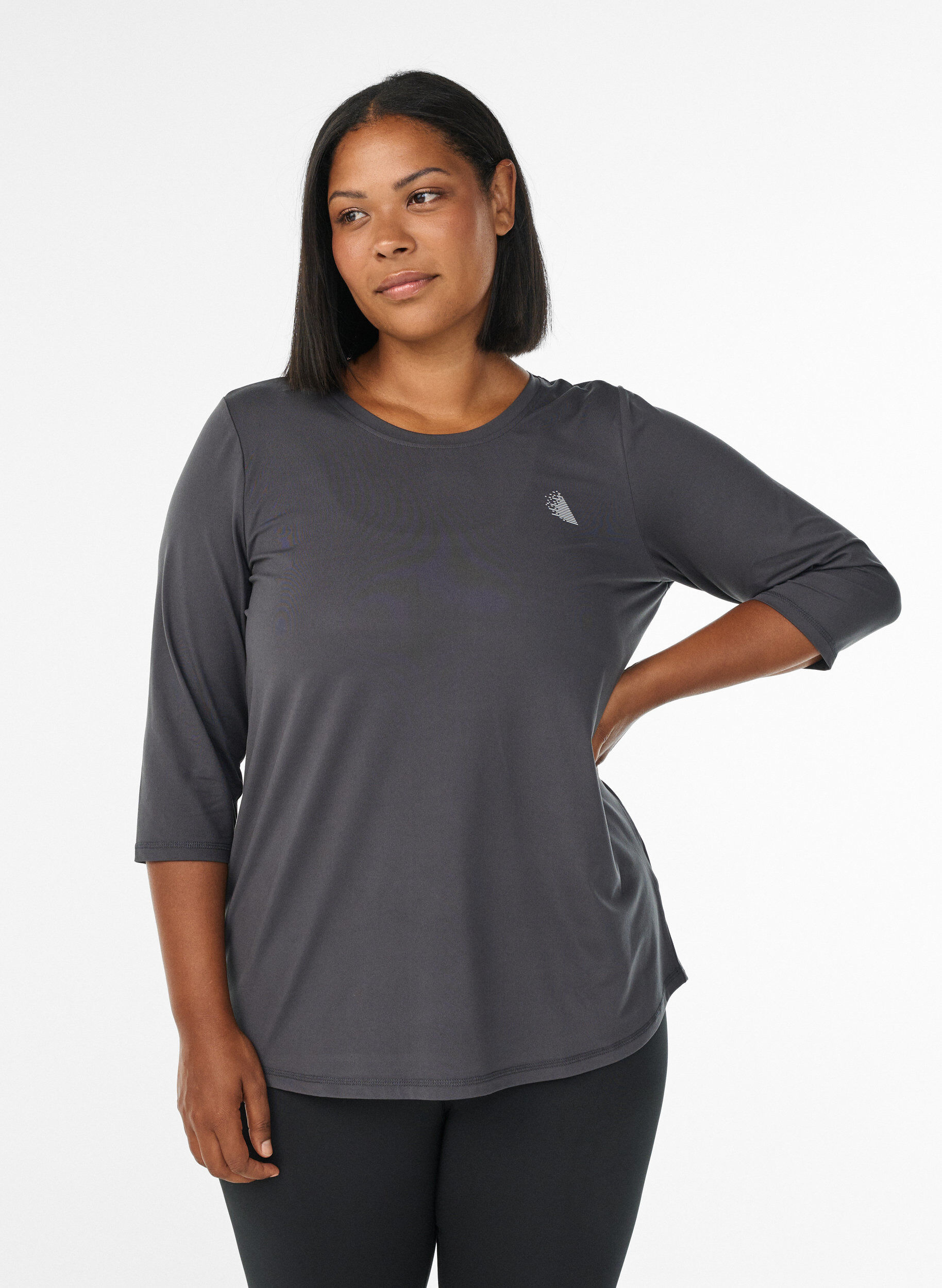 Trainingsshirt mit 3/4-&Auml;rmeln, Grau, Model