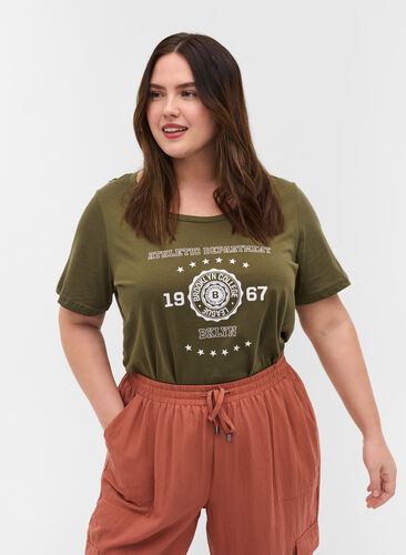 Baumwoll-T-Shirt mit Aufdruck, Ivy Green ATHLETIC, Model image number 0