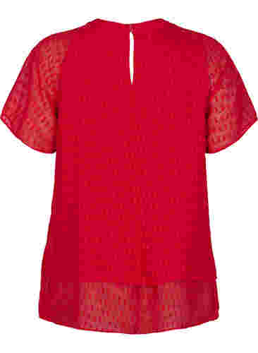 Bluse mit 2/4 Ärmeln aus gemustertem Chiffon, Tango Red, Packshot image number 1