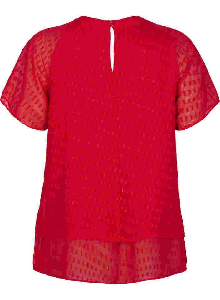 Bluse mit 2/4 Ärmeln aus gemustertem Chiffon, Tango Red, Packshot image number 1