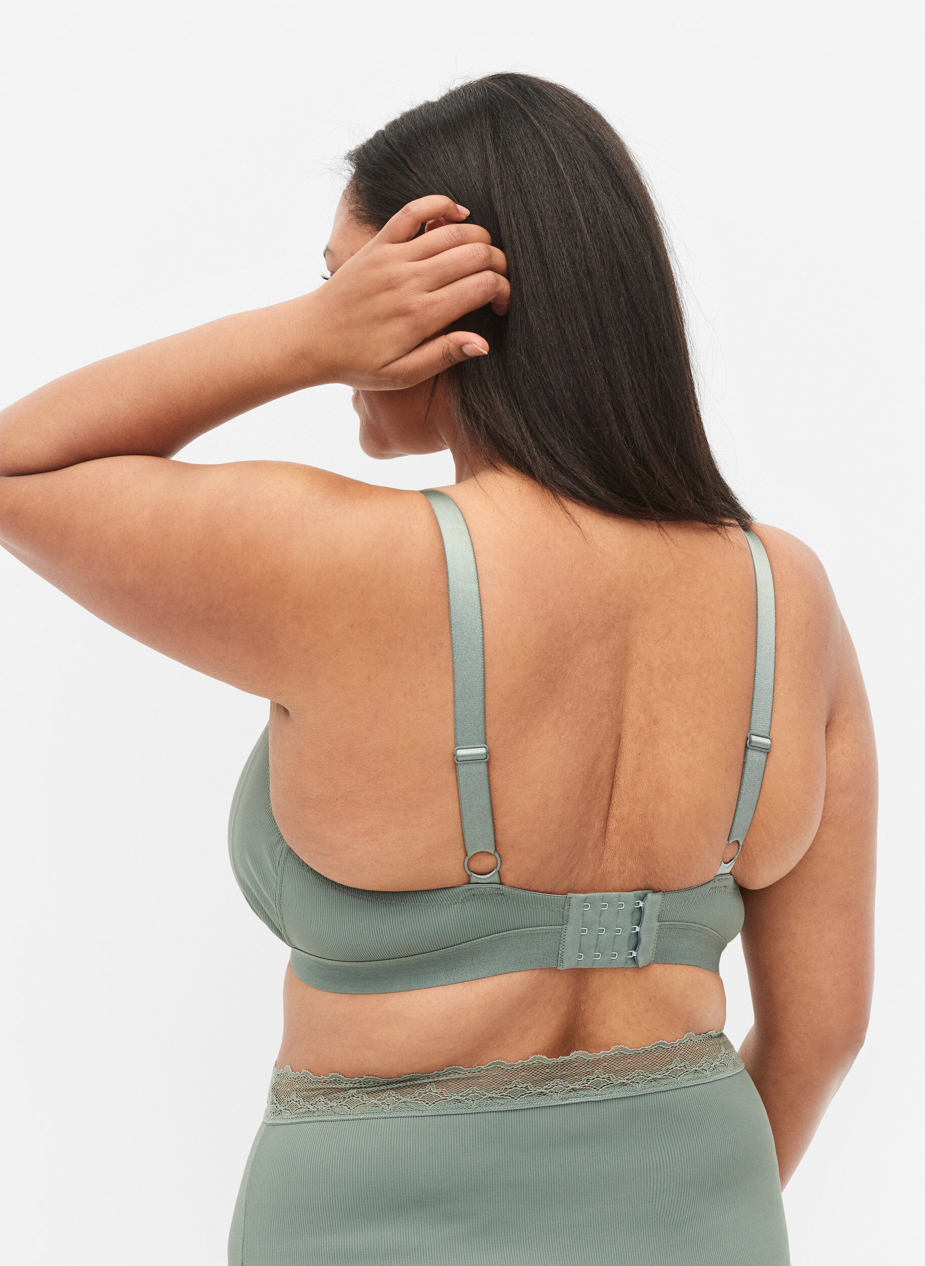 Zizzi Gerippter BH mit Spitze, Laurel Wreath Ass, Model image number 1