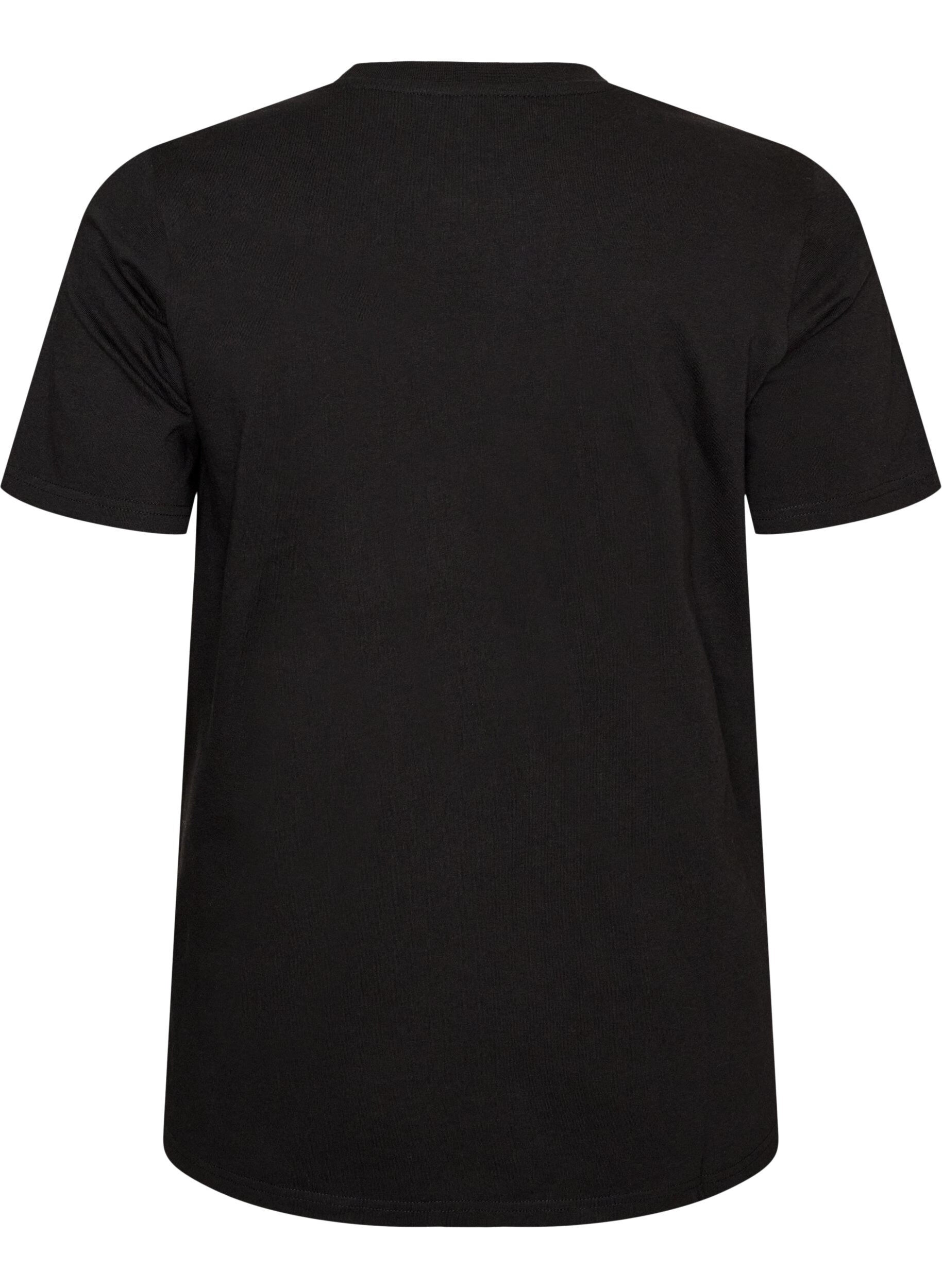 ZizziT-Shirt aus Baumwolle mit Textprint, Schwarz, Packshot image number 1