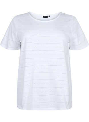 Kurzärmeliges Baumwoll-T-Shirt, Bright White, Packshot image number 0