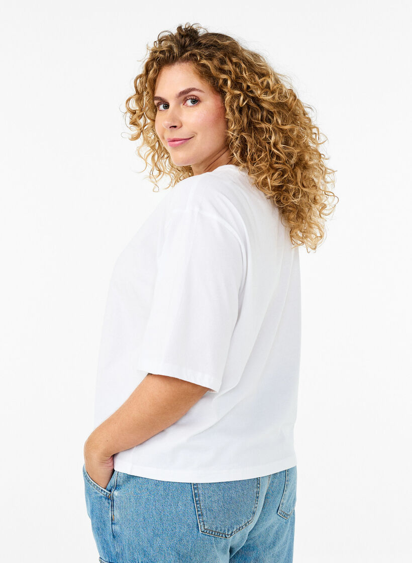 Boxy T-Shirt aus Bio-Baumwolle, Weiß, Model image number 2