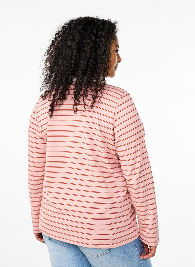 Poloshirt mit Streifen und Reißverschluss, Rot, Model image number 2