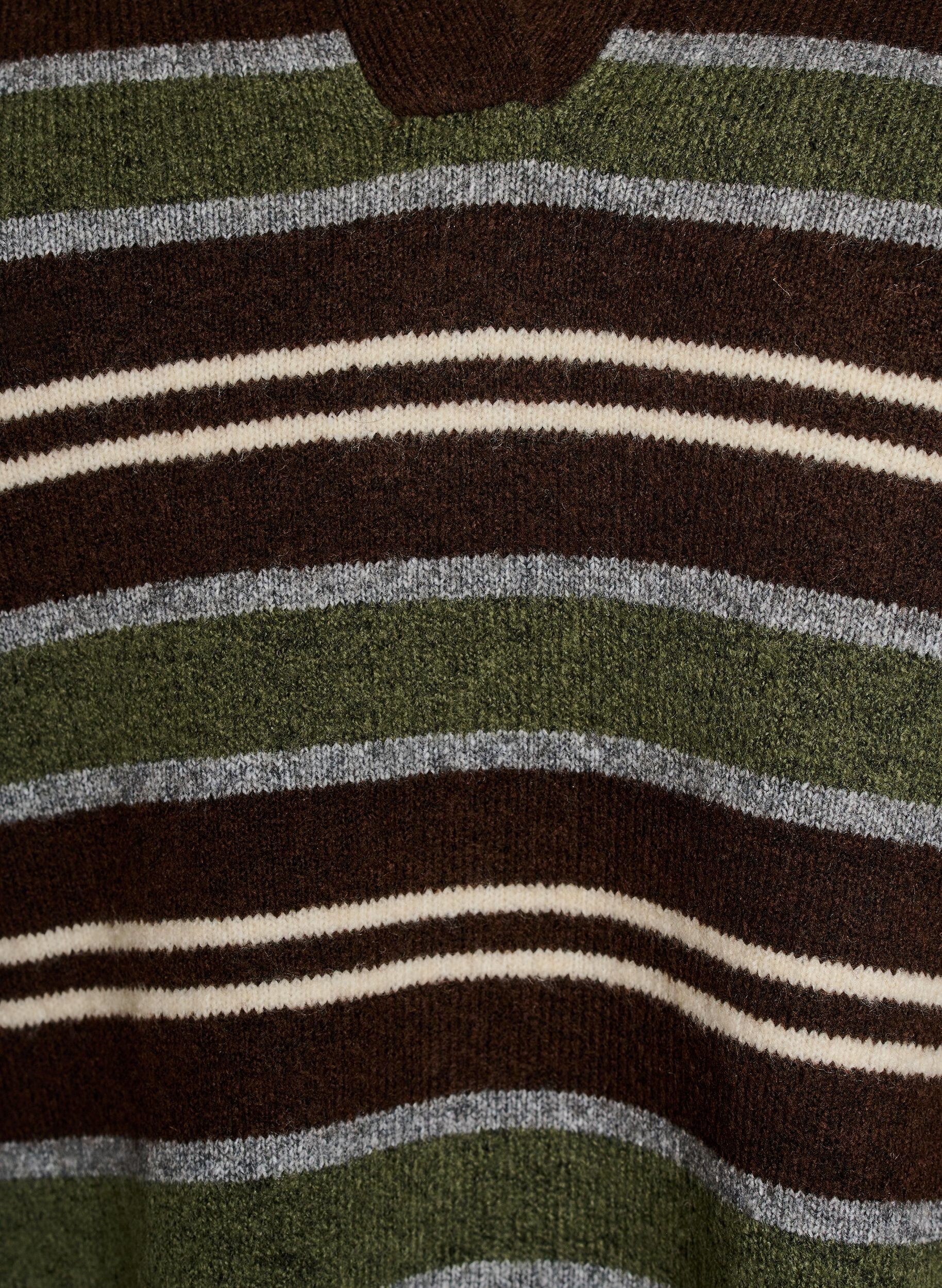 ZizziStrickbluse mit Streifen und Polokragen, Braun, Packshot image number 2