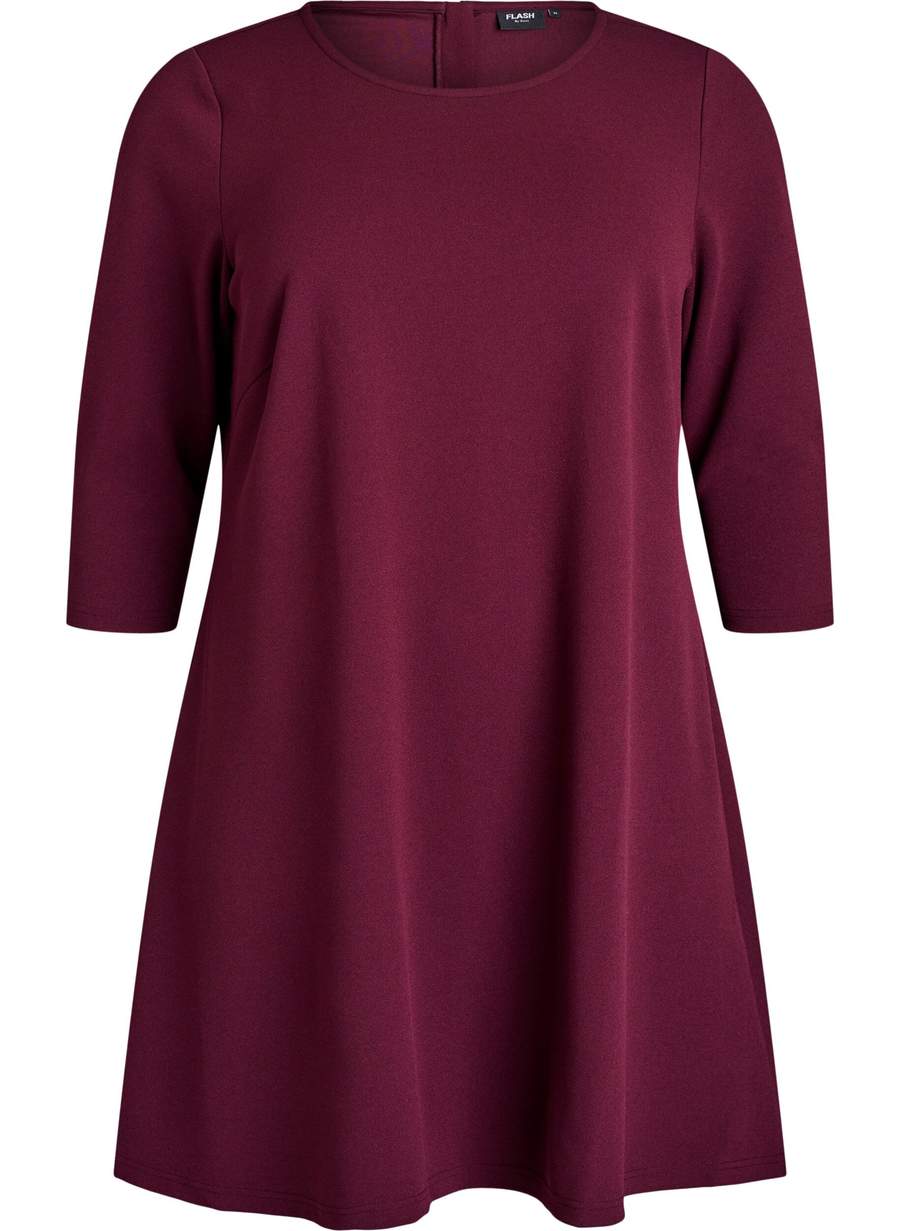 FLASH - Kurz geschnittenes A-Linien Kleid aus Webstoff mit 3/4 &Auml;rmeln