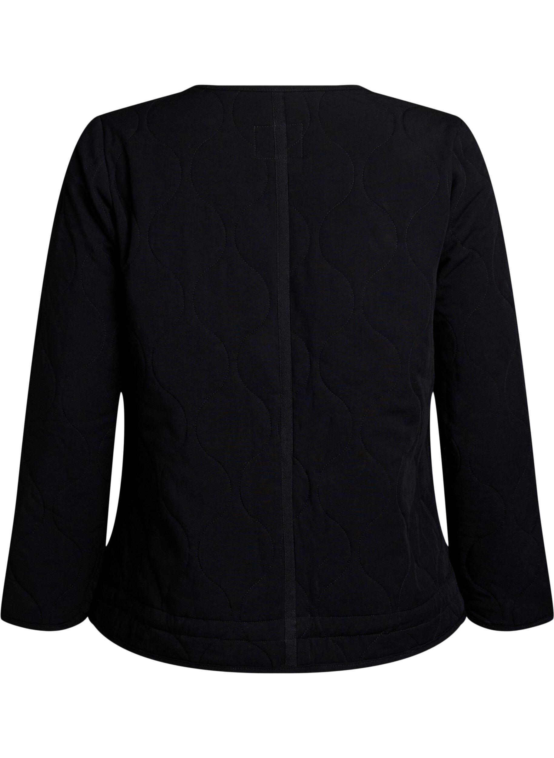Zizzi Steppjacke mit Kn&ouml;pfen und Taschen, Schwarz, Packshot image number 1