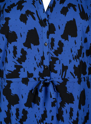 Bedrucktes Kleid mit Tunnelzug in der Taille, Black Blue AOP, Packshot image number 2