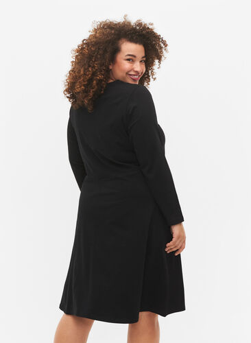 Kleid aus Baumwolle mit 7/8 Ärmeln, Black, Model image number 1